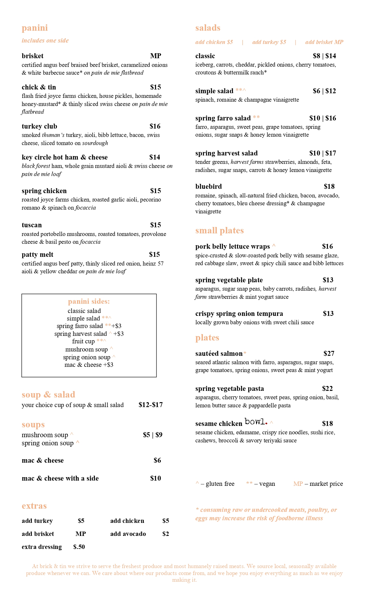 Food Menu Page 1