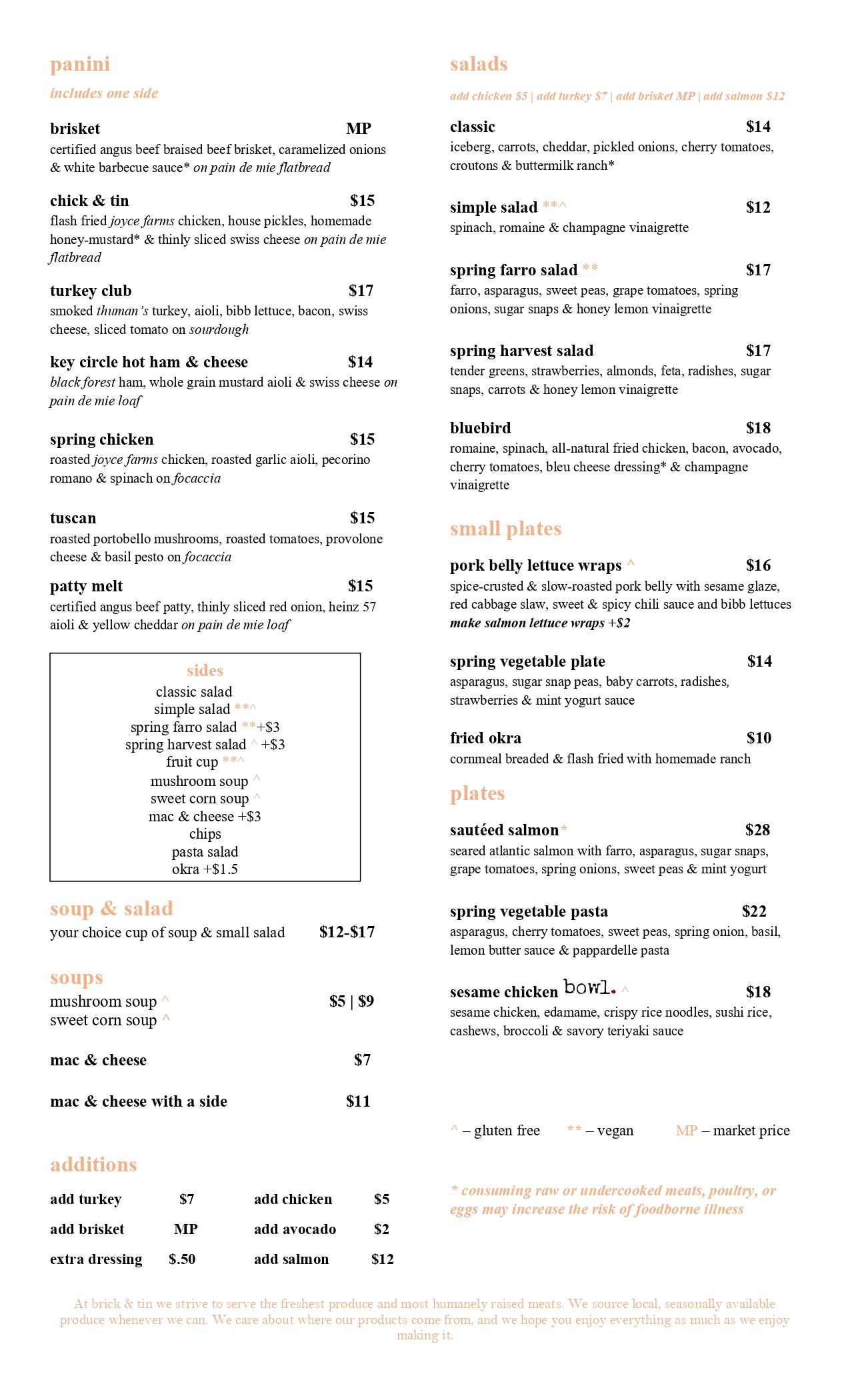 Food Menu Page 1