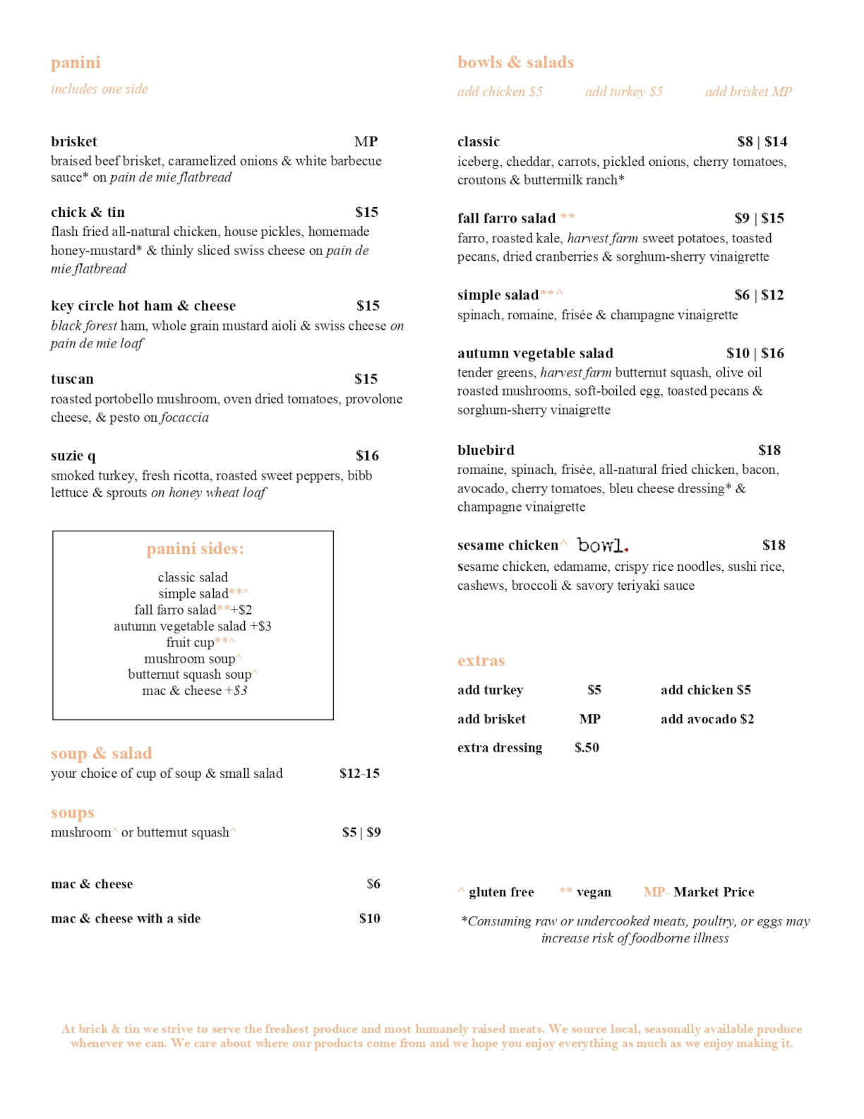 Food Menu Page 1