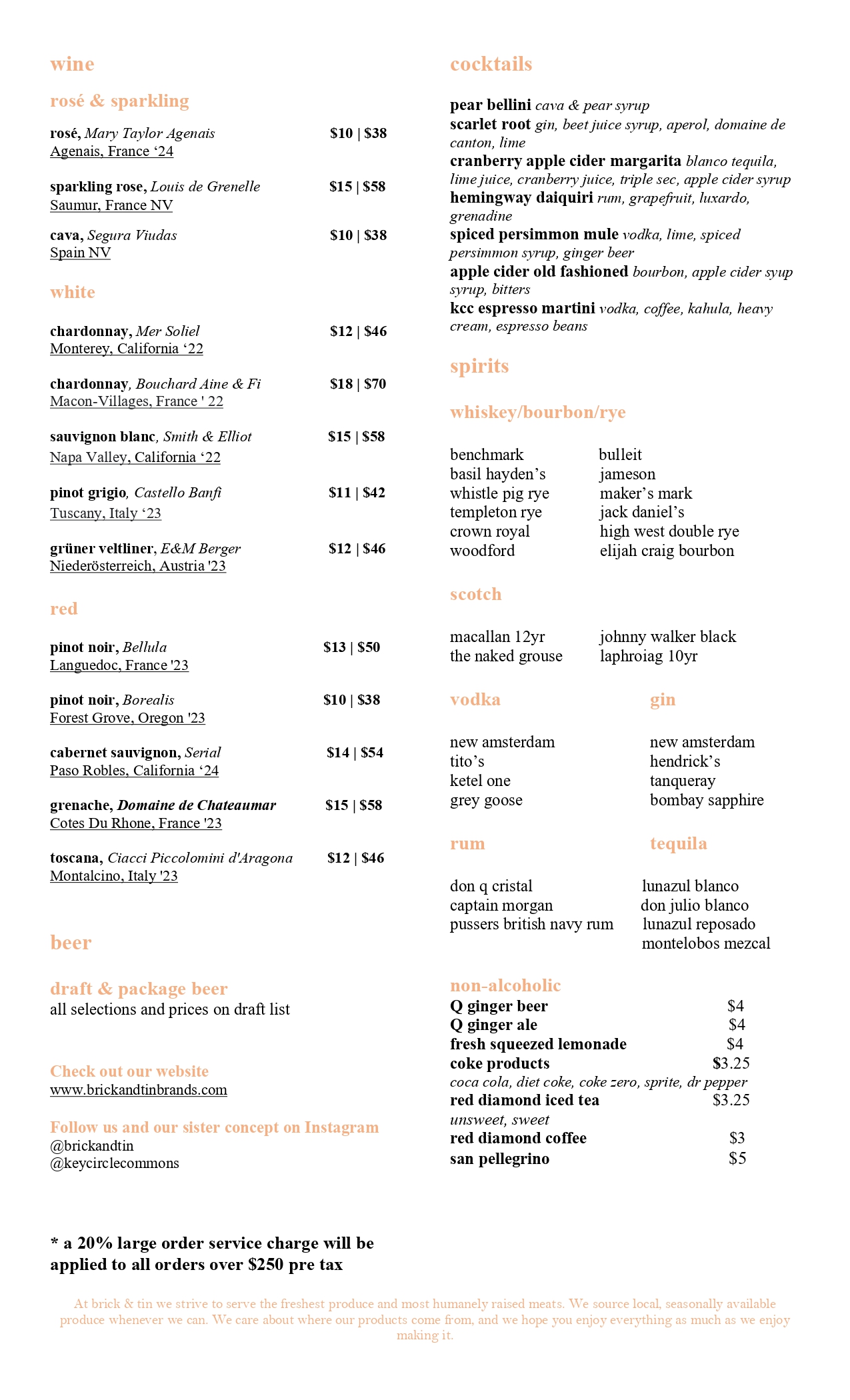 Drink Menu Page 1