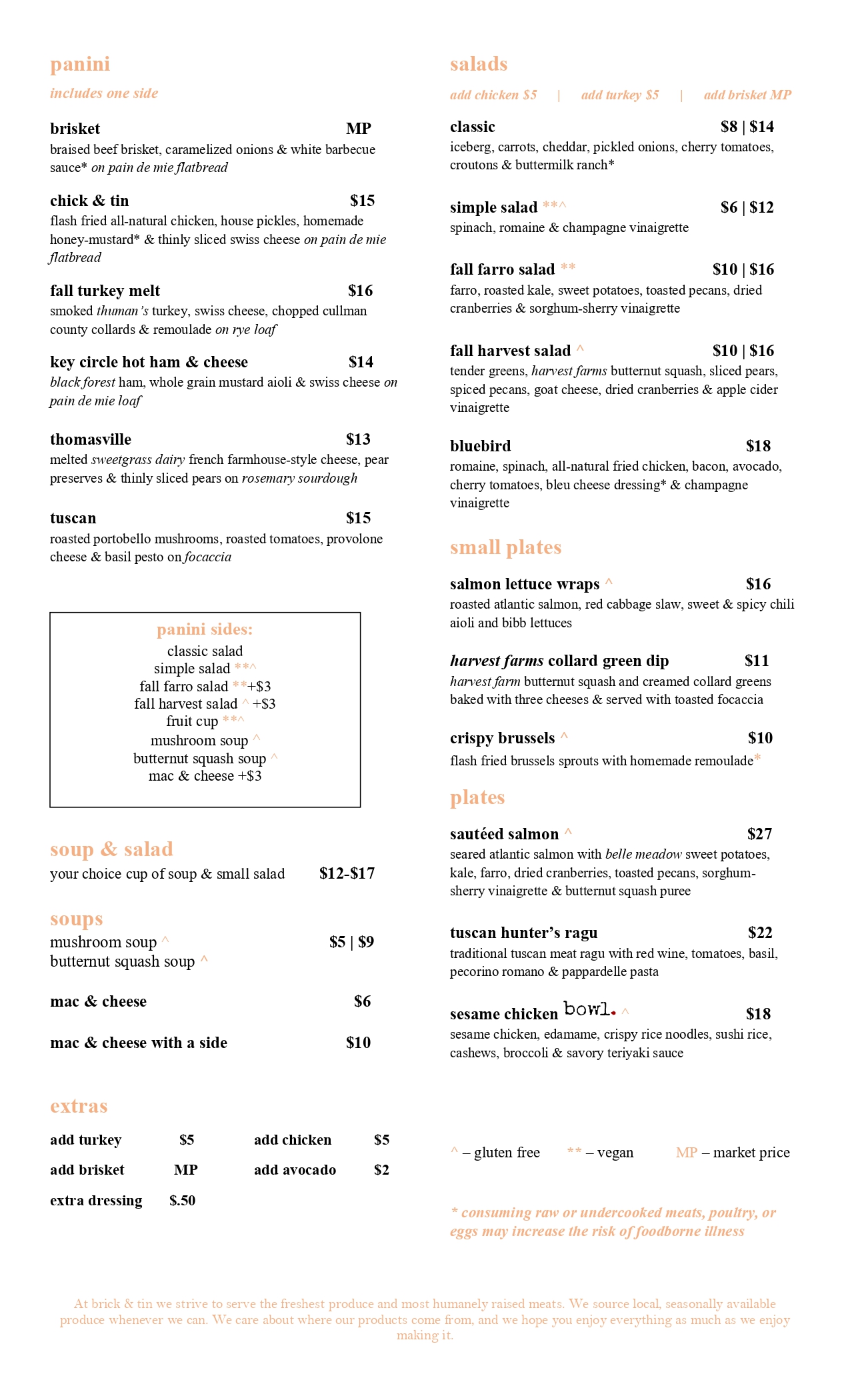 Food Menu Page 1
