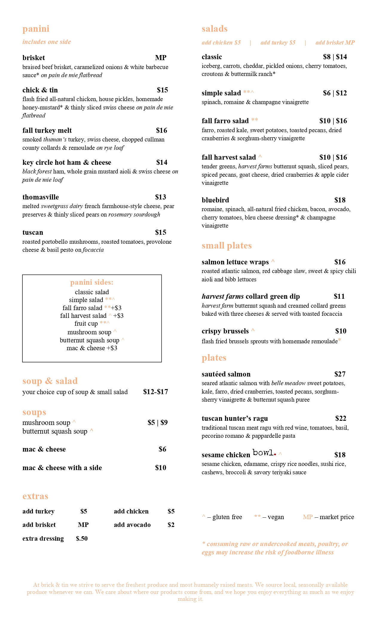 Food Menu Page 1