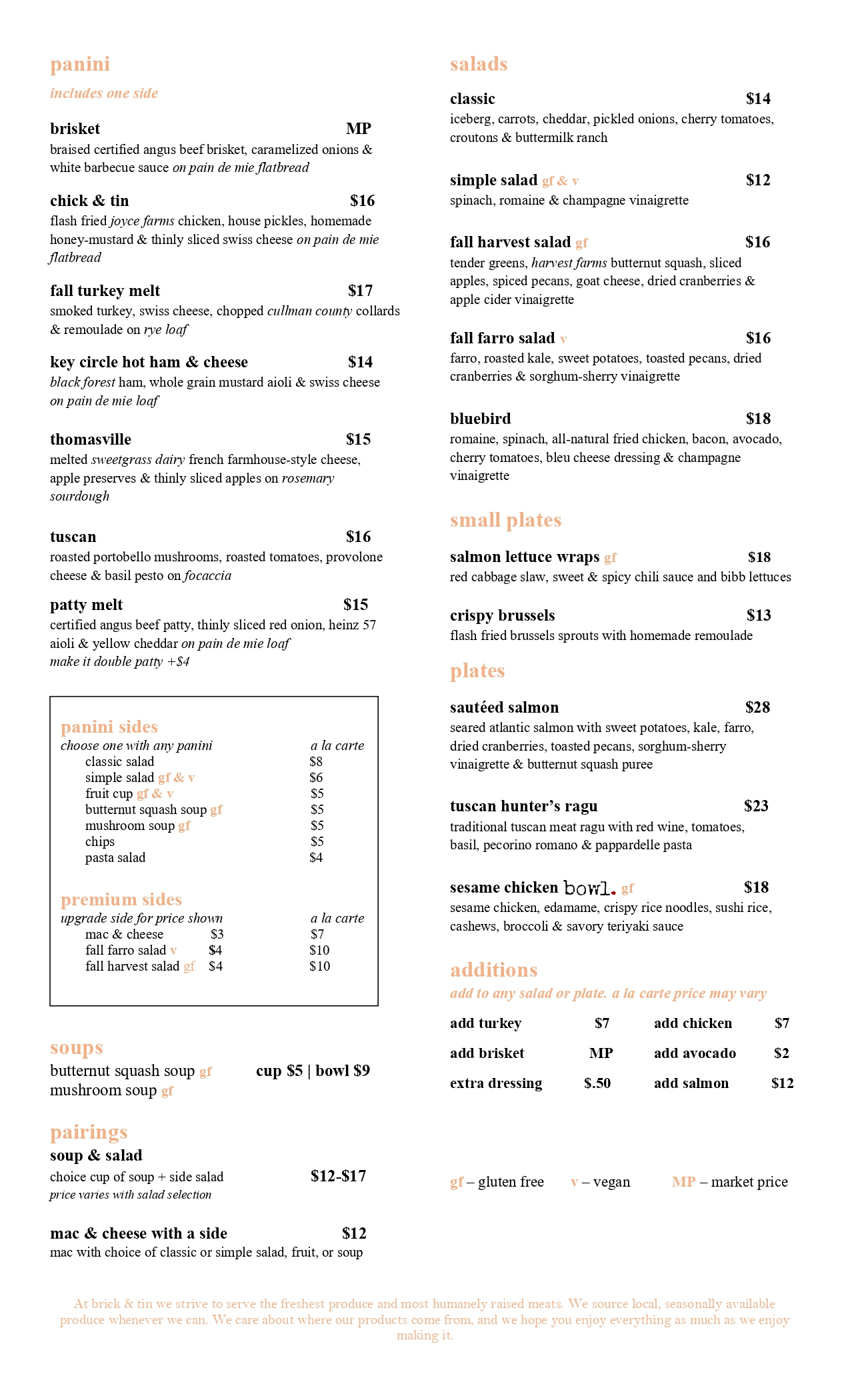 Food Menu Page 1