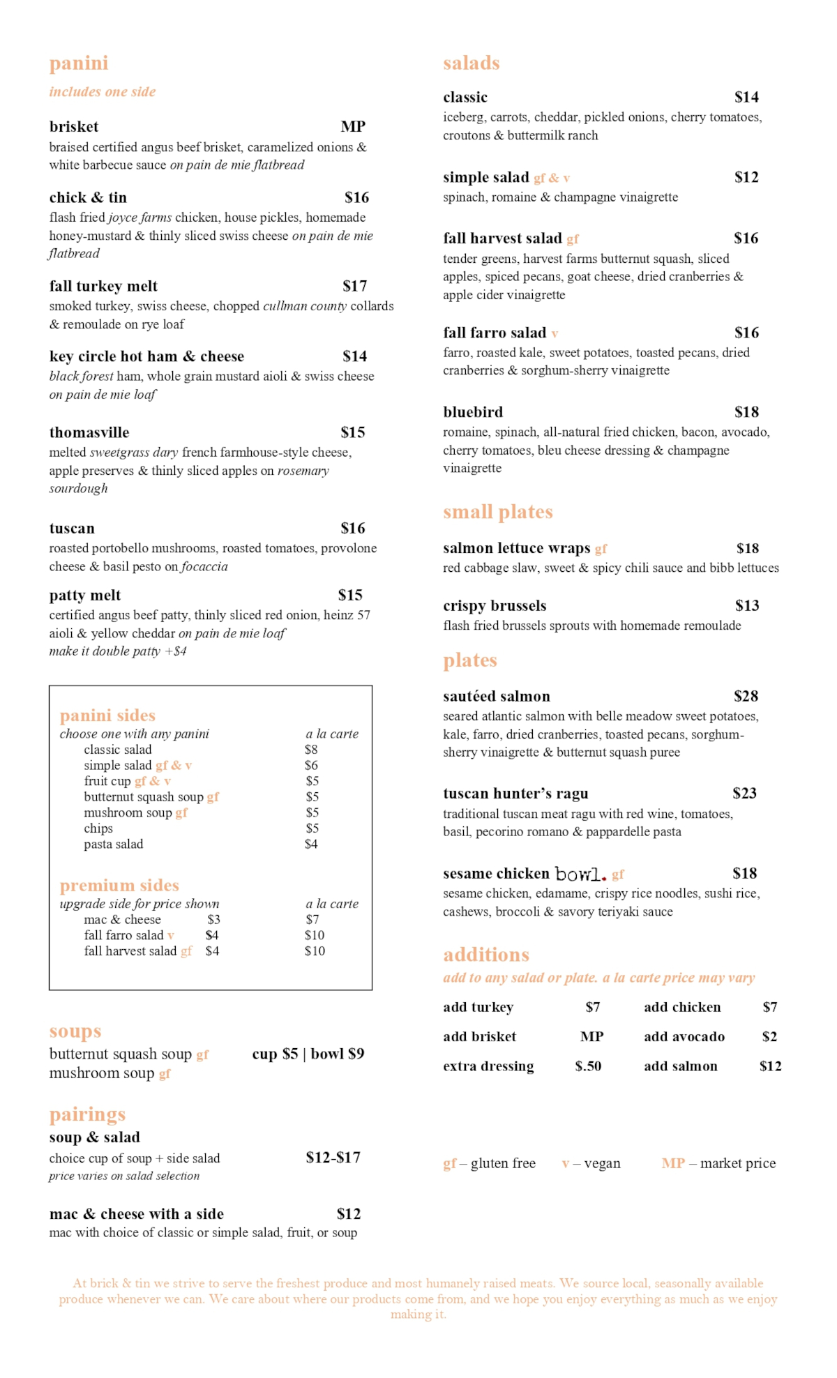 Food Menu Page 1