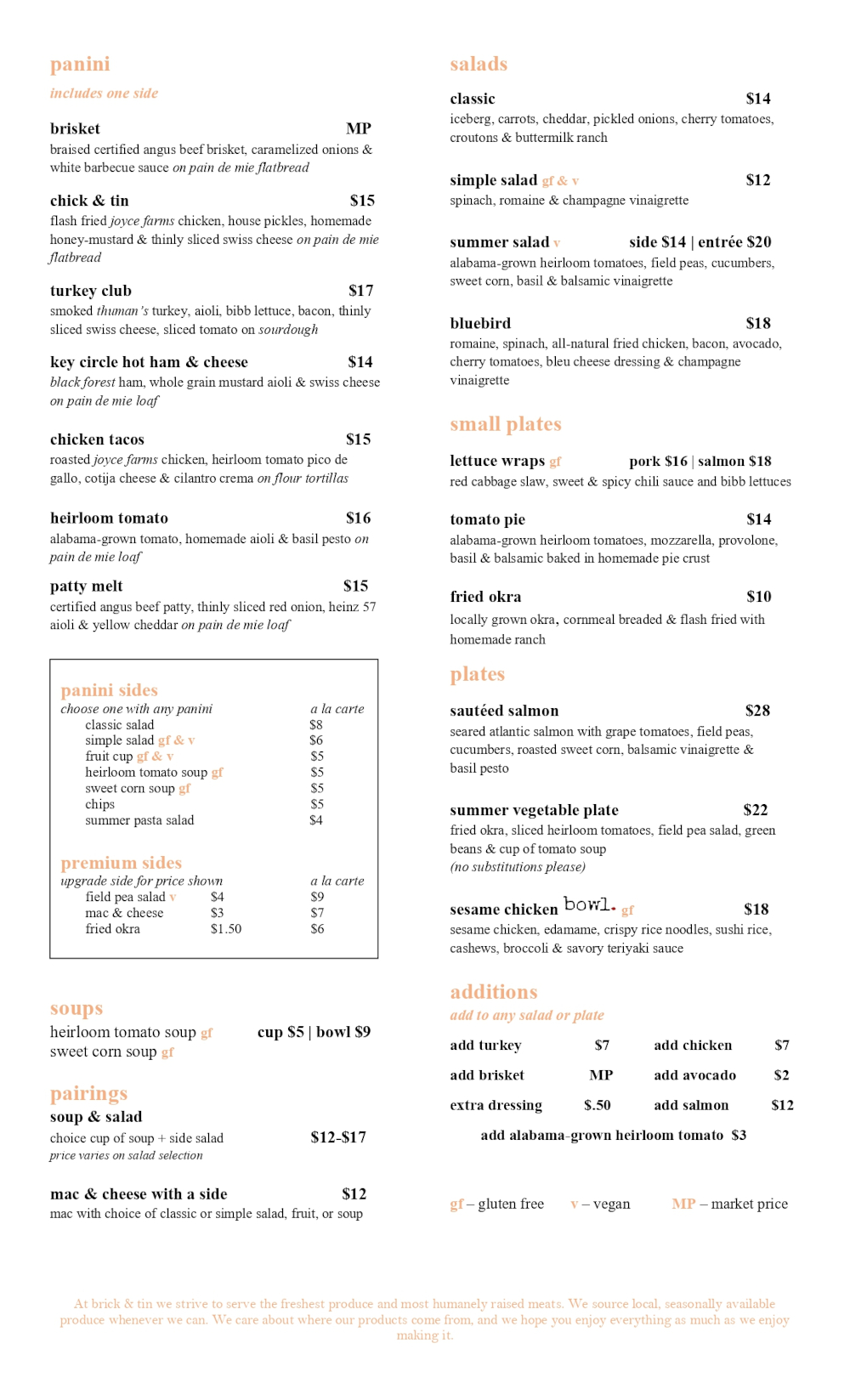 Food Menu Page 1