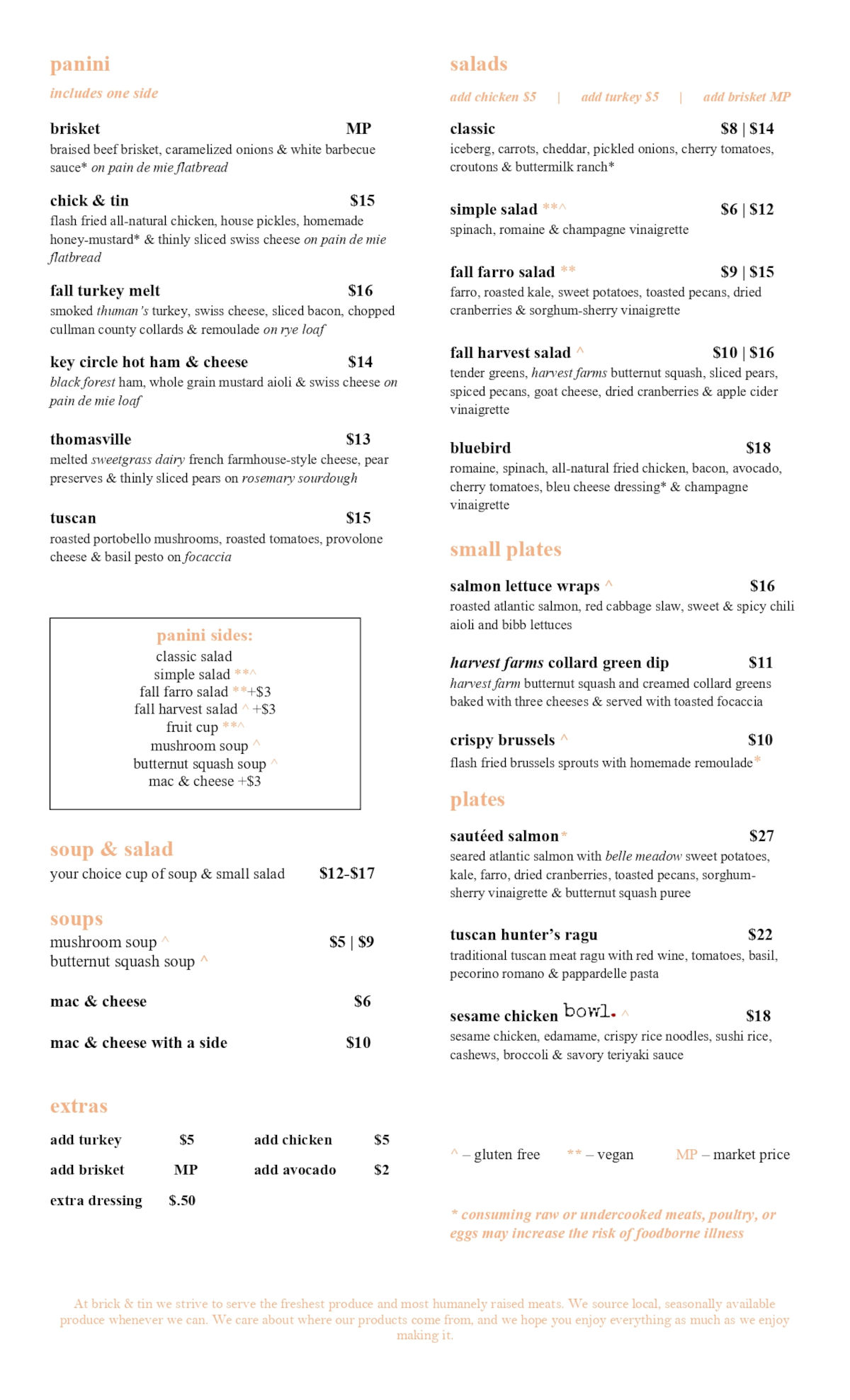 Food Menu Page 1