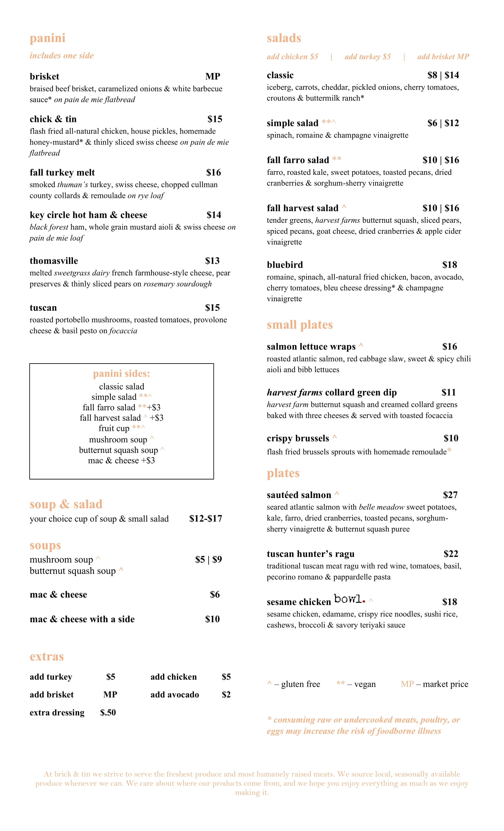 Food Menu Page 1
