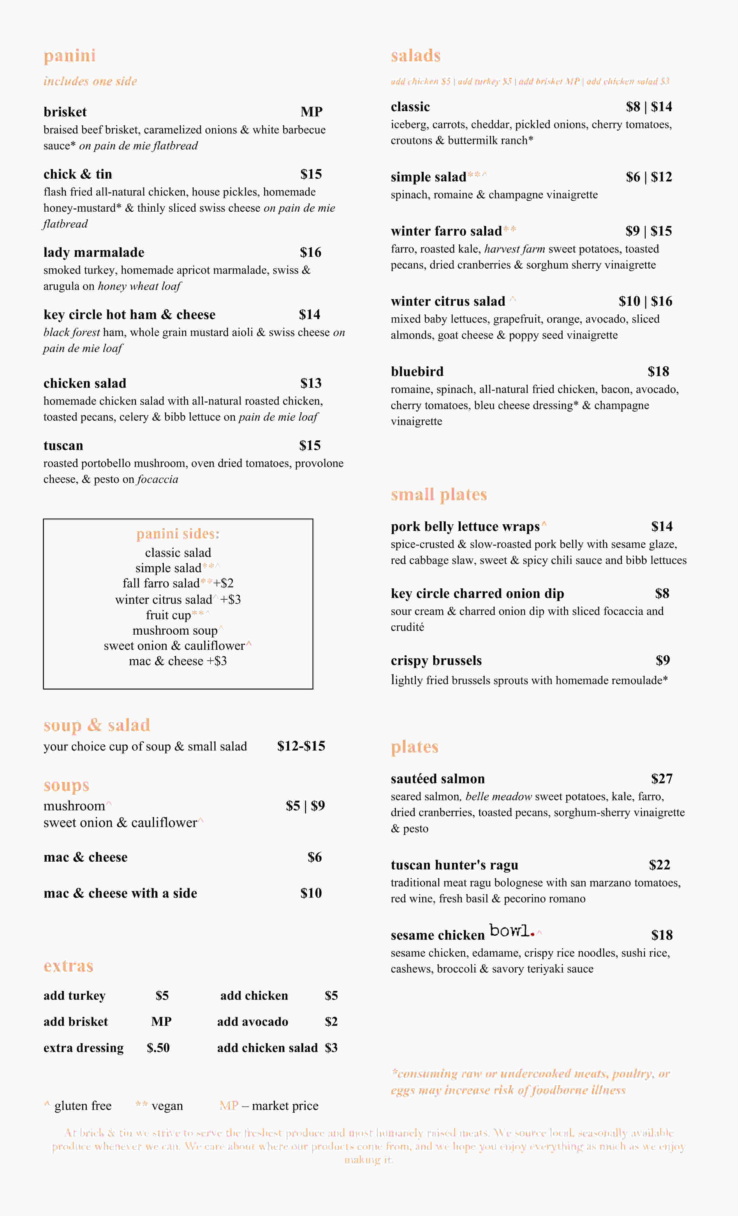 Food Menu Page 1