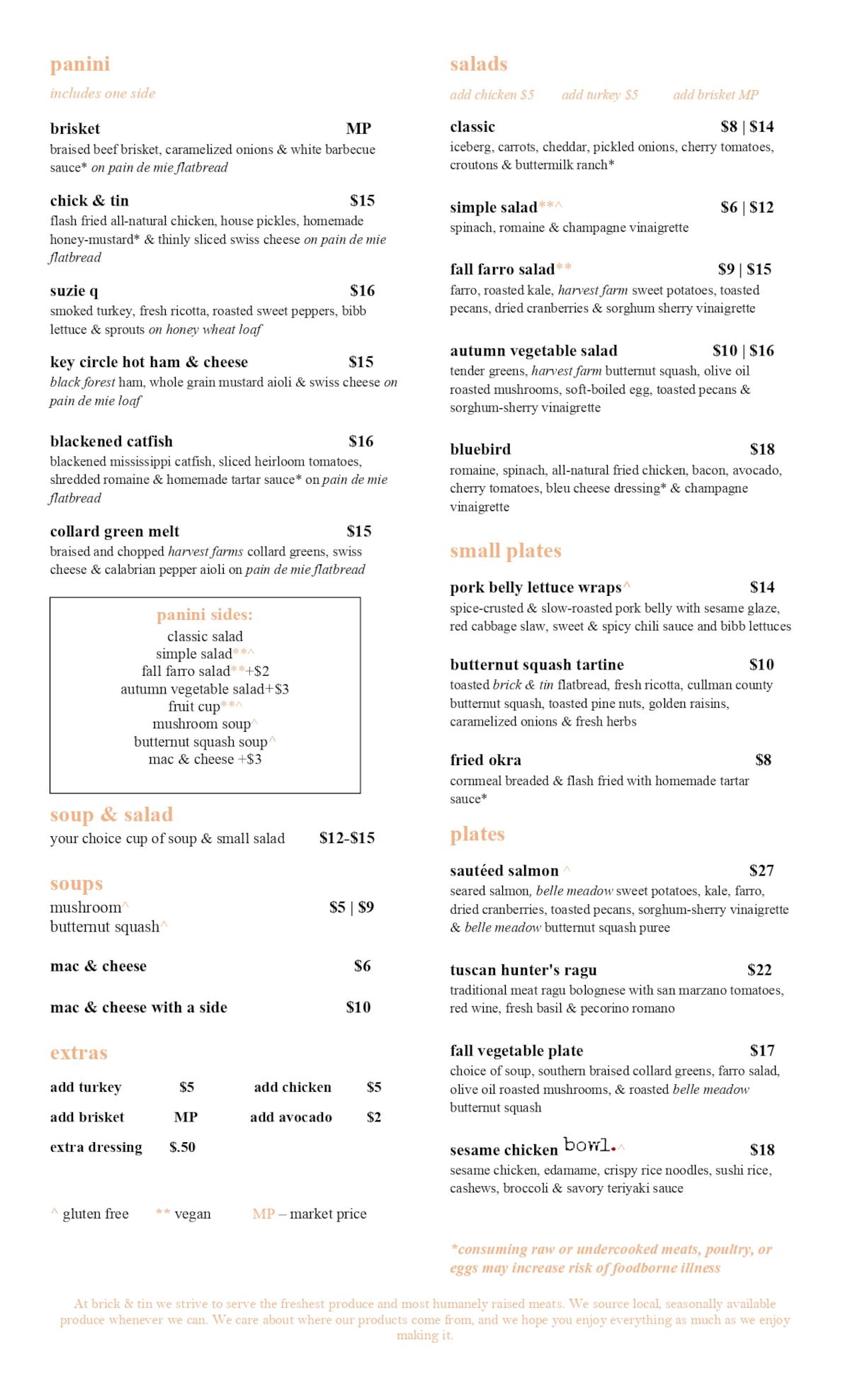 Food Menu Page 1