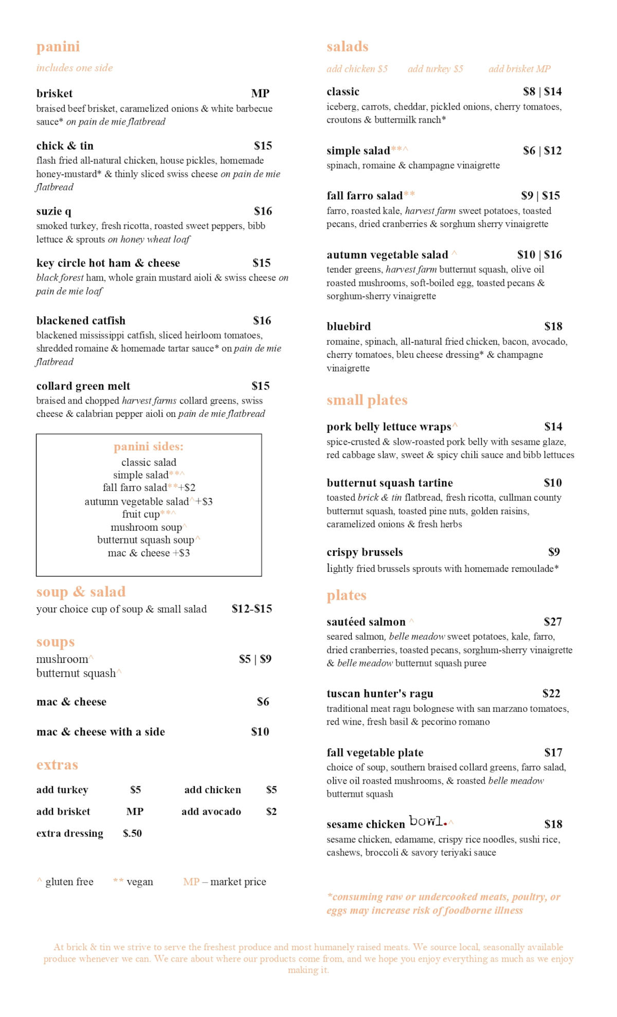 Food Menu Page 1