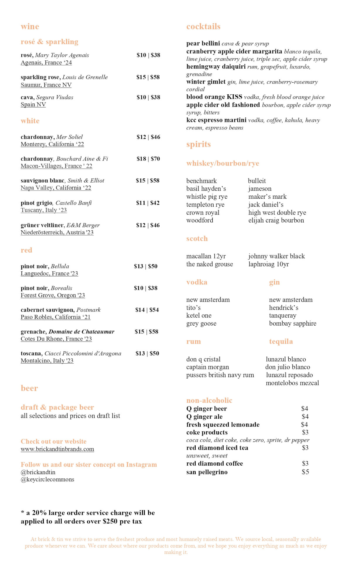 Drink Menu Page 1