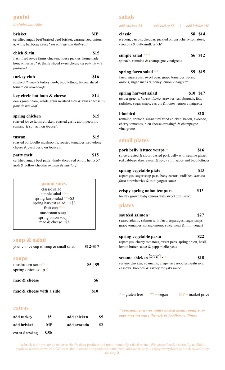 Food Menu Page 1