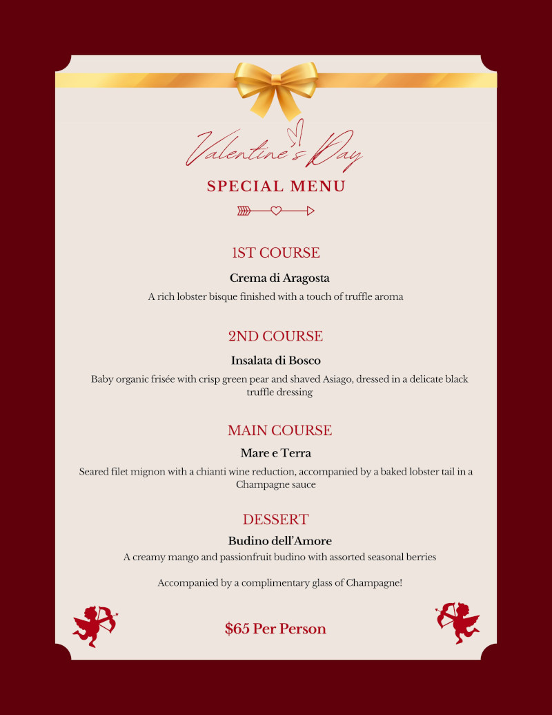 Valentine's Day Special Menu