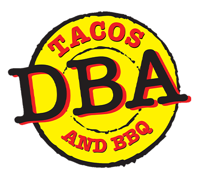 DBA TACOS AND 'CUE logo
